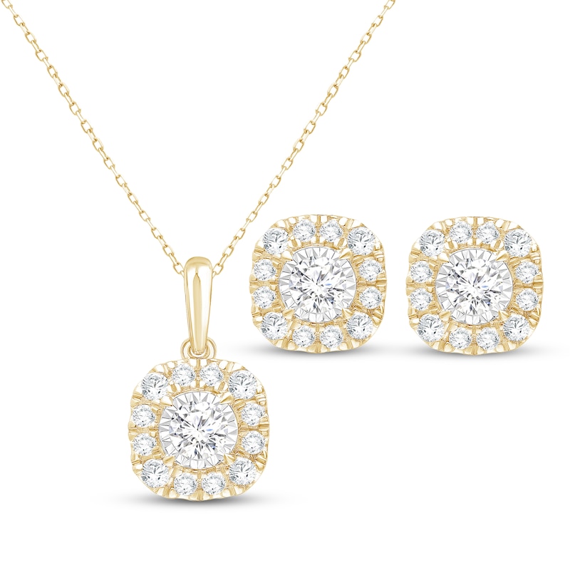 Main Image 1 of KAY Lab-Grown Diamonds Halo Gift Set 1 ct tw 10K Yellow Gold