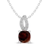 Thumbnail Image 1 of Cushion-Cut Garnet & White Lab-Created Sapphire Drop Necklace Sterling Silver 18"