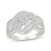 Thumbnail Image 1 of Multi-Diamond Cluster Trio Engagement Ring 1/2 ct tw Sterling Silver