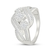 Thumbnail Image 2 of Multi-Diamond Cluster Trio Engagement Ring 1/2 ct tw Sterling Silver