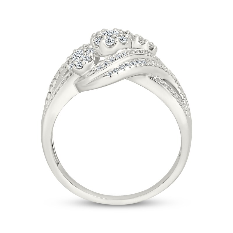 Main Image 3 of Multi-Diamond Cluster Trio Engagement Ring 1/2 ct tw Sterling Silver