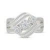 Thumbnail Image 4 of Multi-Diamond Cluster Trio Engagement Ring 1/2 ct tw Sterling Silver