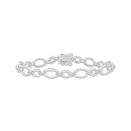 Diamond Oval Link Bracelet 1/4 ct tw Sterling Silver 7"