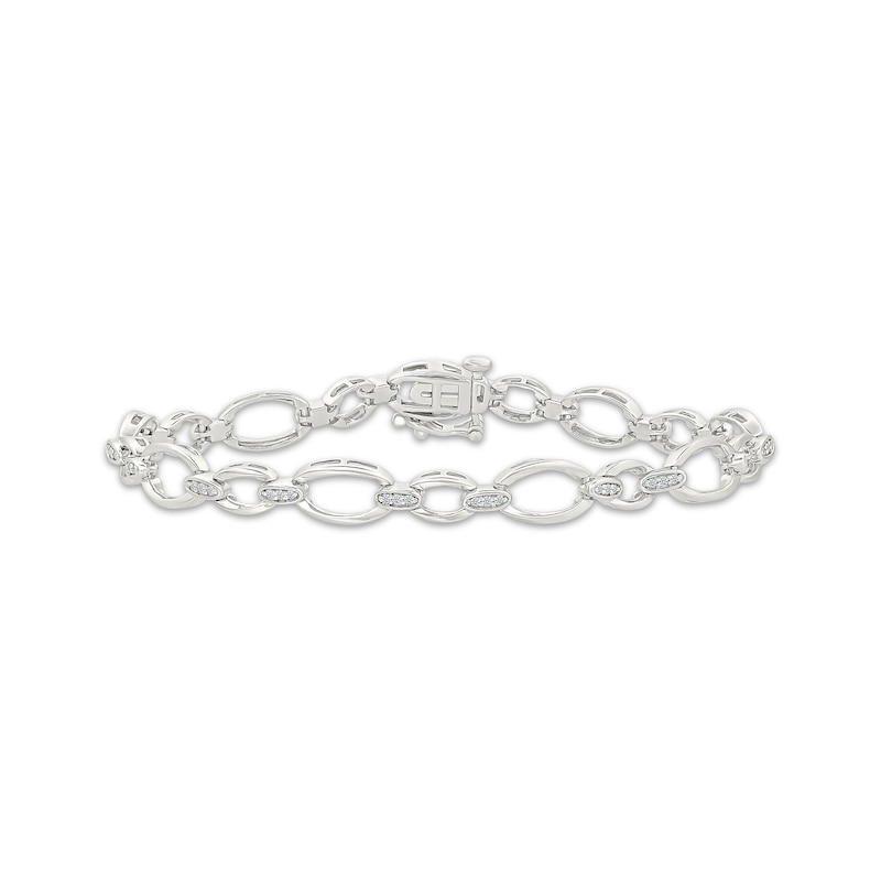 Main Image 1 of Diamond Oval Link Bracelet 1/4 ct tw Sterling Silver 7"