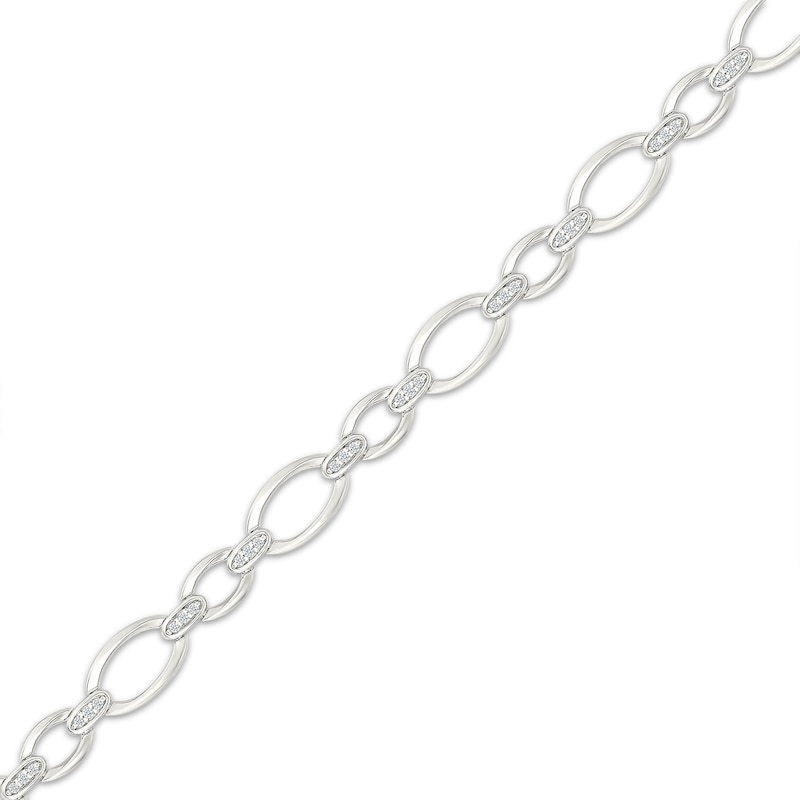 Main Image 2 of Diamond Oval Link Bracelet 1/4 ct tw Sterling Silver 7"