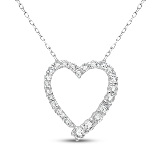 KAY Lab-Grown Diamonds Graduated Heart Necklace 1/2 ct tw 14K White Gold 18"