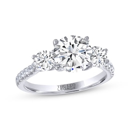 THE LEO Legacy Lab-Grown Diamond Round-Cut Three-Stone Engagement Ring 2-3/4 ct tw 14K White Gold