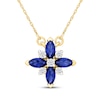 Thumbnail Image 1 of Marquise-Cut Blue & White Lab-Created Sapphire Flower Necklace 10K Yellow Gold 18"