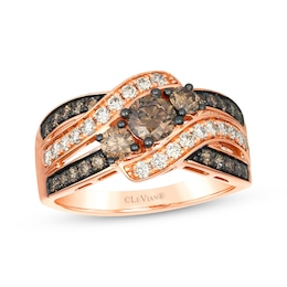 Le Vian Diamond Three-Stone Ring 1-1/3 ct tw 14K Strawberry Gold