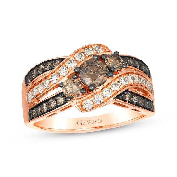 Le Vian Diamond Three-Stone Ring 1-1/3 ct tw 14K Strawberry Gold