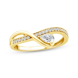 KAY Lab-Grown Diamonds Pear & Round-Cut Crossover Ring 1/3 ct tw 10K Yellow Gold