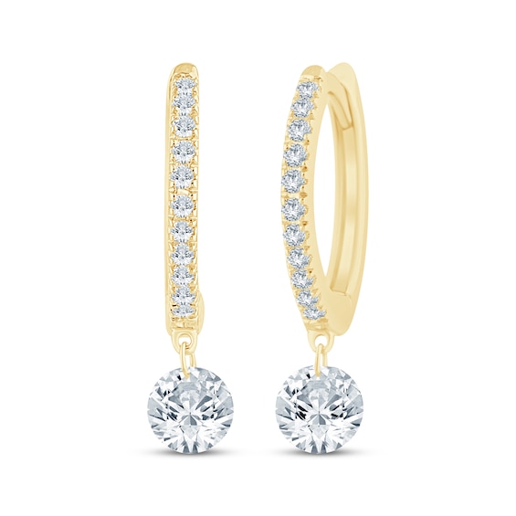 KAY Lab-Grown Diamonds Pierced Hoop Drop Earrings 1/2 ct tw 10K Yellow Gold