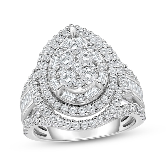 Adore Multi-Diamond Pear-Shaped Triple Halo Engagement Ring 2 ct tw 14K White Gold