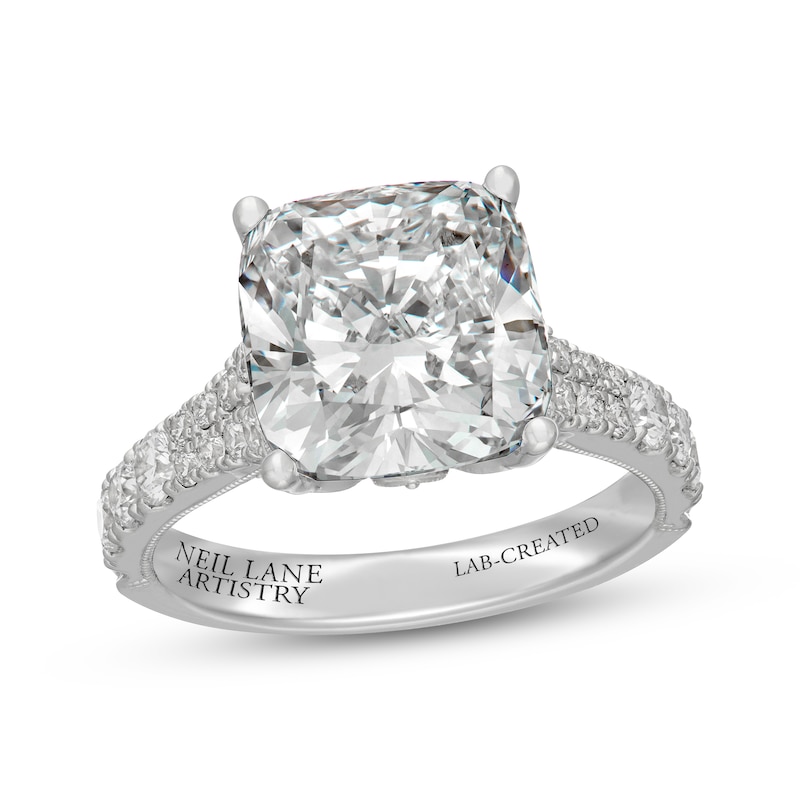 Main Image 4 of Neil Lane Artistry Cushion-Cut Lab-Grown Diamond Engagement Ring 7 ct tw 14K White Gold