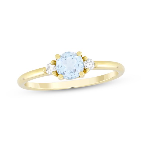 Aquamarine & Diamond Ring 1/15 ct tw 10K Yellow Gold