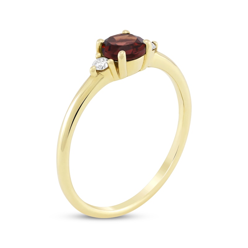 Main Image 2 of Garnet & Diamond Ring 1/15 ct tw 10K Yellow Gold
