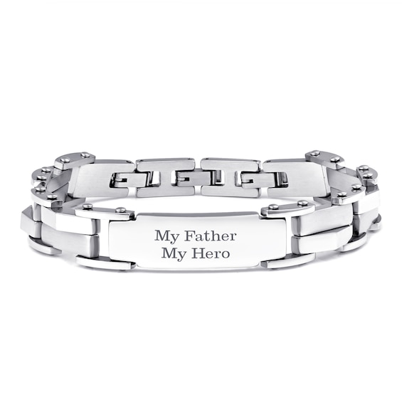Men's Engravable Stainless Steel ID Link Bracelet (2 Lines)