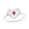 Thumbnail Image 1 of Lab-Created Ruby Double Heart Ring Sterling Silver