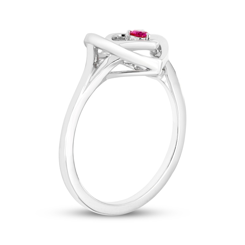 Main Image 2 of Lab-Created Ruby Double Heart Ring Sterling Silver