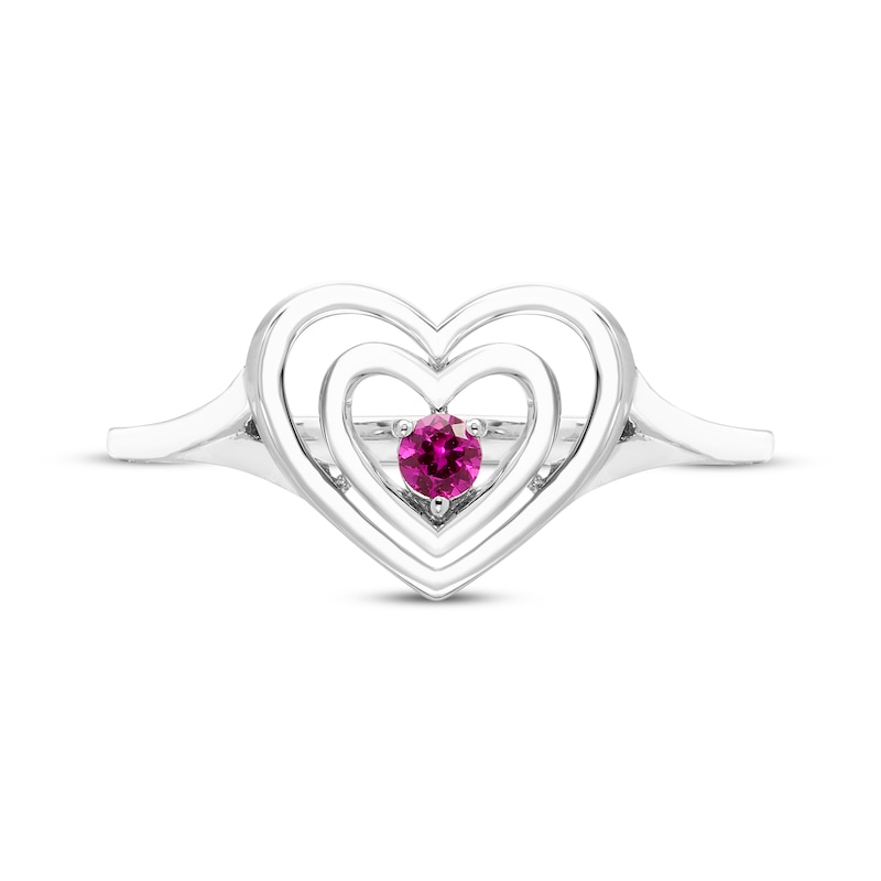 Main Image 3 of Lab-Created Ruby Double Heart Ring Sterling Silver
