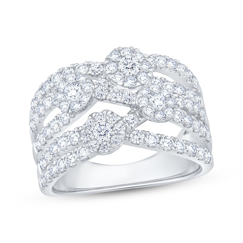 Main Image 1 of Diamond Multi-Row Fashion Ring 1-1/2 ct tw 14K White Gold
