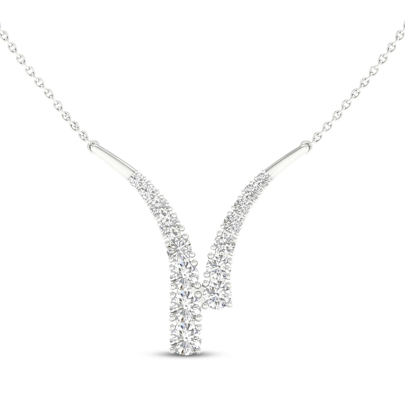 Main Image 1 of KAY Lab-Grown Diamonds Bypass Necklace 1 ct tw 14K White Gold
