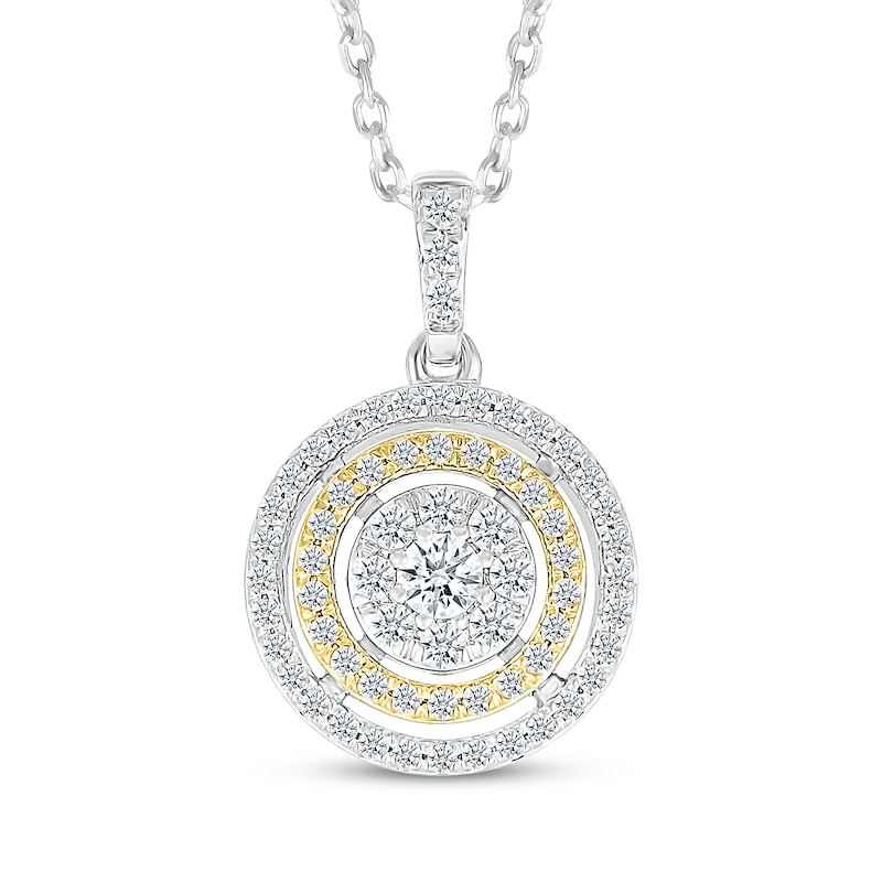 Main Image 1 of Diamond Concentric Circles Necklace 3/8 ct tw 10K Two-Tone Gold 18&quot;