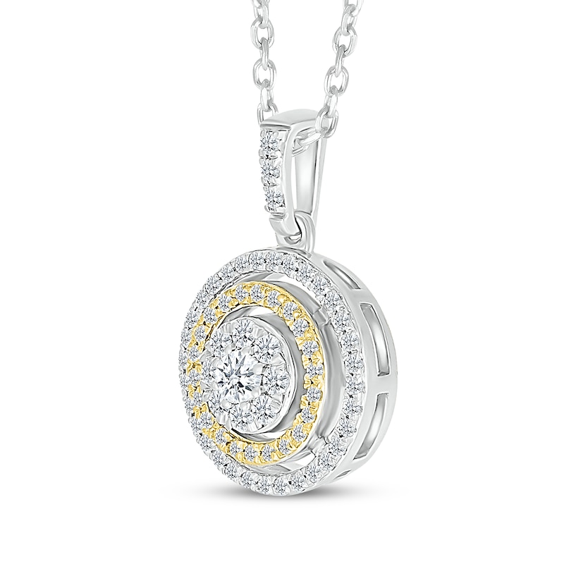 Main Image 2 of Diamond Concentric Circles Necklace 3/8 ct tw 10K Two-Tone Gold 18&quot;