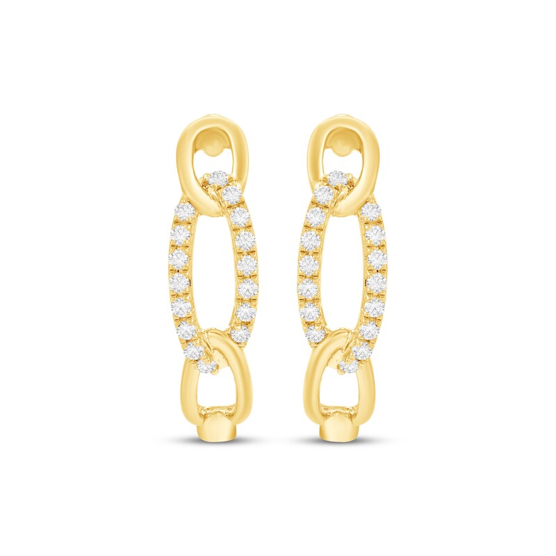 Main Image 2 of Diamond Chain Link Hoop Earrings 1/4 ct tw 10K Yellow Gold