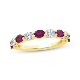KAY Lab-Grown Diamonds Oval-Cut Lab-Created Ruby Ring 5/8 ct tw 14K Yellow Gold