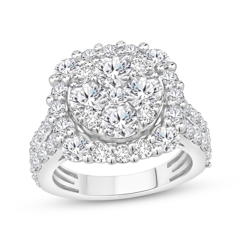 Main Image 1 of Adore Multi-Diamond Halo Engagement Ring 4 ct tw 10K White Gold