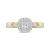 Thumbnail Image 3 of Round-Cut Diamond Cushion Halo &quot;XO&quot; Engagement Ring 1/4 ct tw 10K Yellow Gold