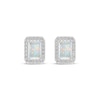 Thumbnail Image 2 of Octagon-Cut Lab-Created Opal & White Lab-Created Sapphire Stud Earrings Sterling Silver
