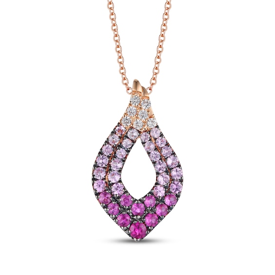 Le Vian Pink Ombré & White Sapphire Necklace 14K Strawberry Gold 20"