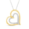 Thumbnail Image 1 of Diamond Double Tilted Heart Necklace 1/15 ct tw Sterling Silver & 10K Yellow Gold 18"