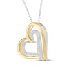Thumbnail Image 2 of Diamond Double Tilted Heart Necklace 1/15 ct tw Sterling Silver & 10K Yellow Gold 18"