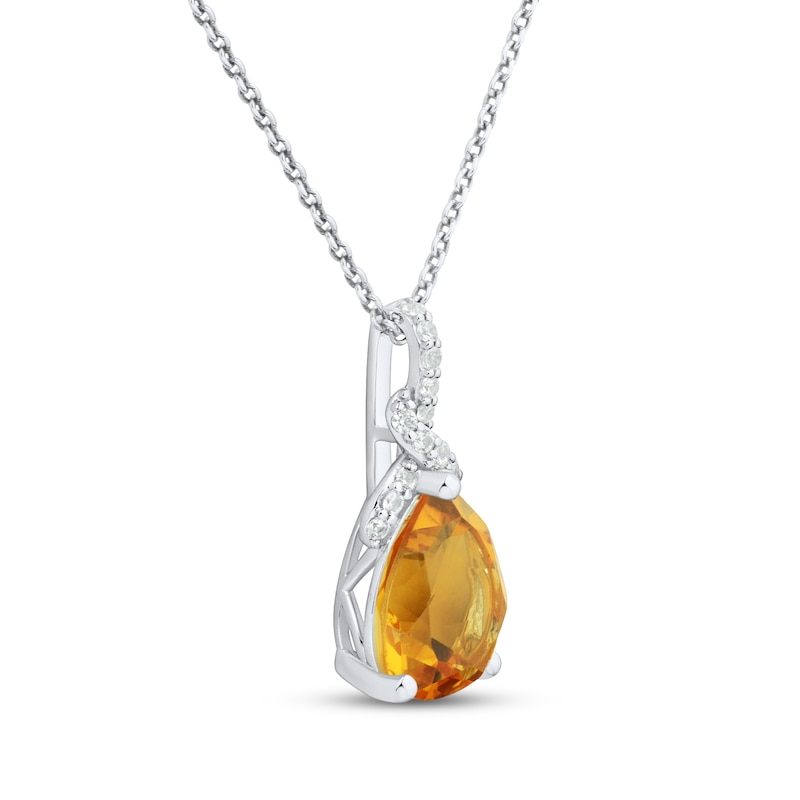 Main Image 2 of Citrine & White Lab-Created Sapphire Necklace Sterling Silver 18"