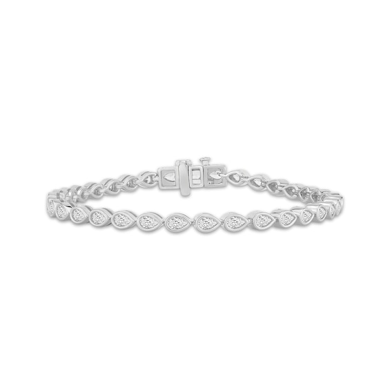 KAY Lab-Grown Diamonds Pear-Shaped Tennis Bracelet 3 ct tw 14K White Gold 7.25"