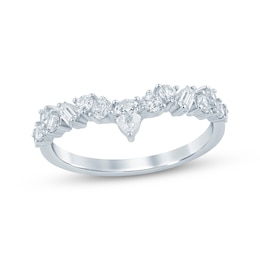 Adore Lab-Grown Diamonds Round, Pear & Baguette-Cut Contour Anniversary Ring 5/8 ct tw 14K White Gold