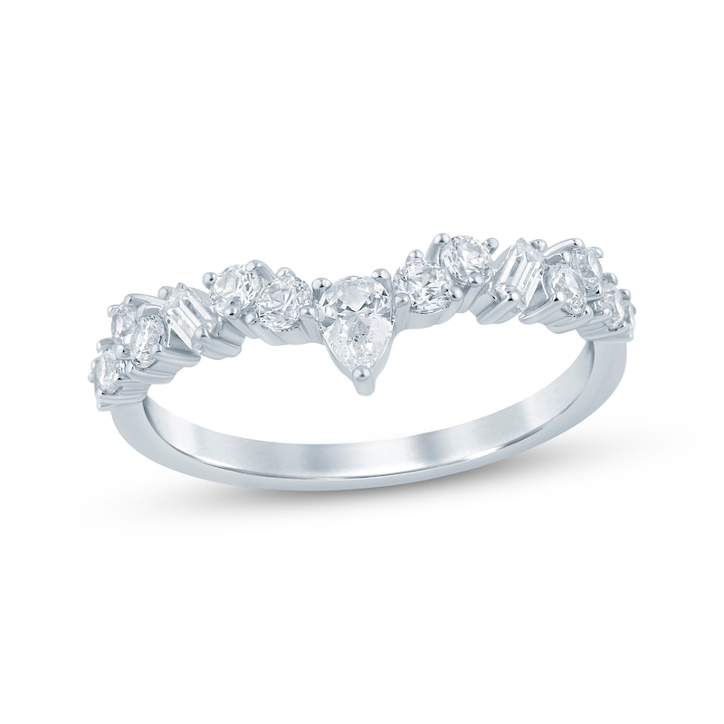 Main Image 1 of Adore Lab-Grown Diamonds Round, Pear & Baguette-Cut Contour Anniversary Ring 5/8 ct tw 14K White Gold