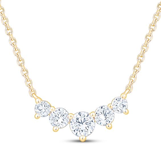 Adore Heirloom Certified Diamond Graduated Five-Stone Necklace 1-1/2 ct tw 18K Yellow Gold 18"