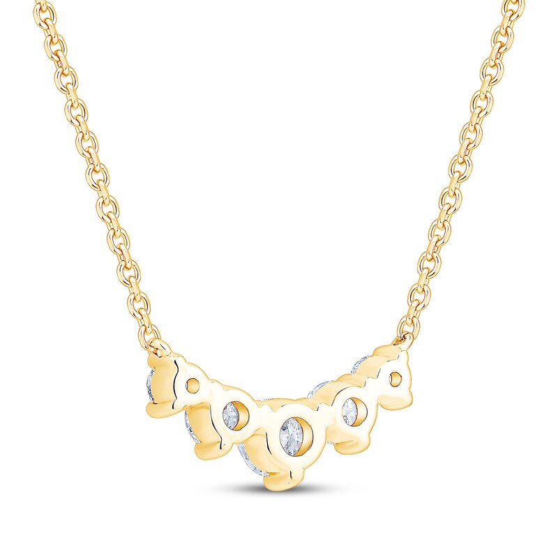 Main Image 3 of Certified Diamond Graduated Five-Stone Necklace 1-1/2 ct tw 18K Yellow Gold 18"