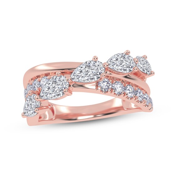 KAY Lab-Grown Diamonds Pear-Shaped & Round-Cut Crossover Ring 2 ct tw 14K Rose Gold