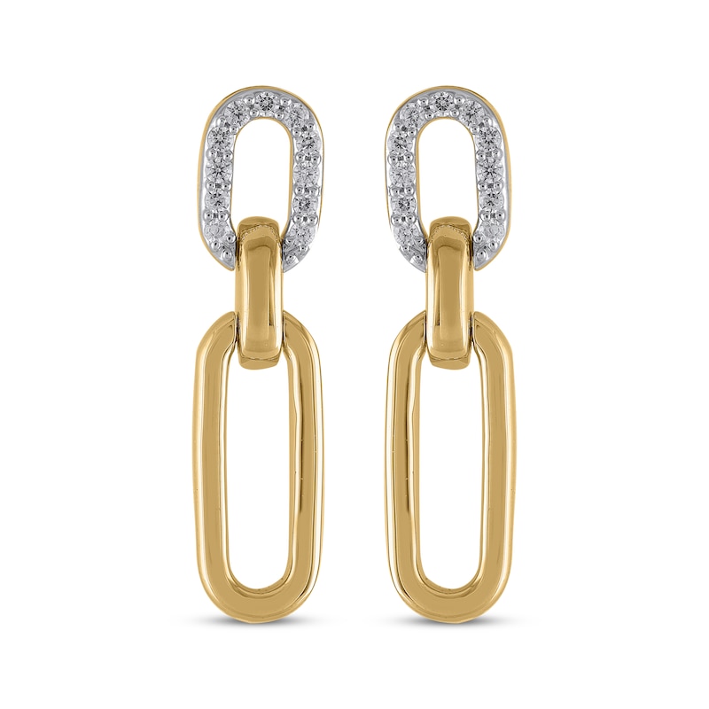 Main Image 2 of STUDIO BY KAY Diamond Paperclip Link Earrings 1/5 ct tw 24K Yellow Gold Vermeil Sterling Silver