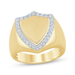 Men's Diamond Shield Ring 1/2 ct tw 10K Yellow Gold
