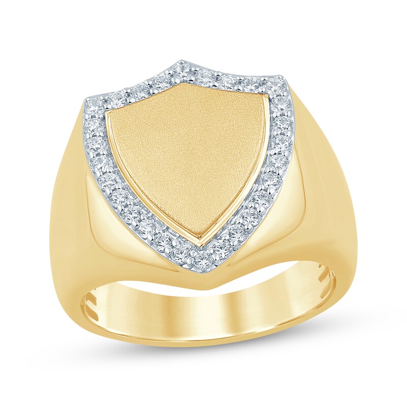 Main Image 1 of Men's Diamond Shield Ring 1/2 ct tw 10K Yellow Gold