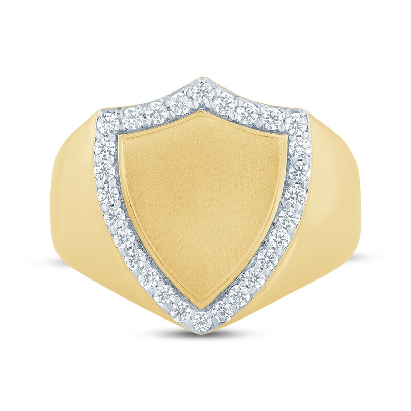 Main Image 3 of Men's Diamond Shield Ring 1/2 ct tw 10K Yellow Gold