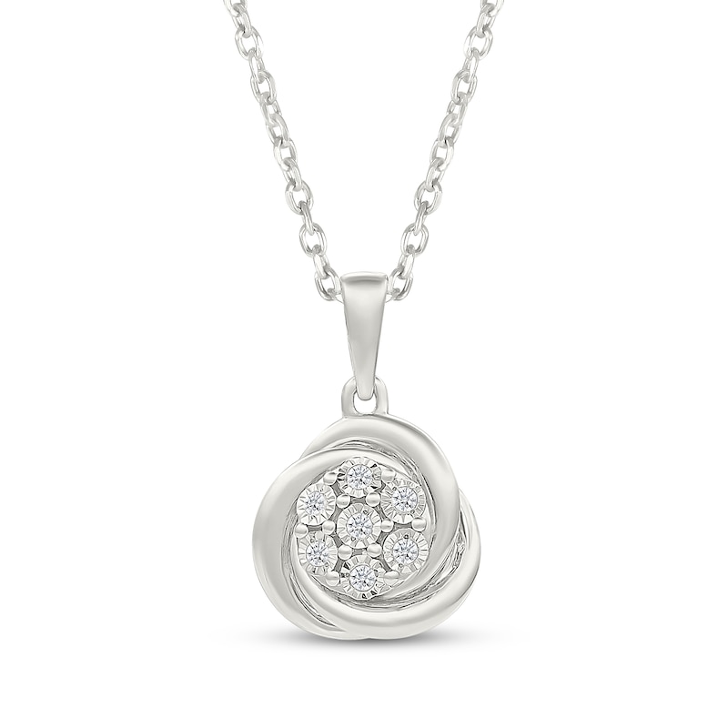 Main Image 2 of Multi-Diamond Twist Circle Necklace & Earrings Gift Set 1/10 ct tw Sterling Silver