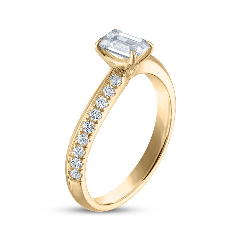 Main Image 2 of Adore Emerald-Cut Diamond Curve Engagement Ring 3/4 ct tw 10K Yellow Gold