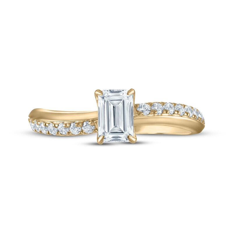 Main Image 3 of Adore Emerald-Cut Diamond Curve Engagement Ring 3/4 ct tw 10K Yellow Gold